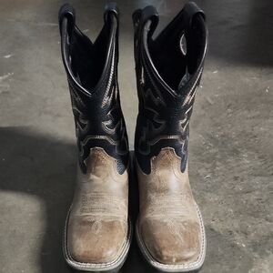 Brown and Black Kids Smokey Western Boots